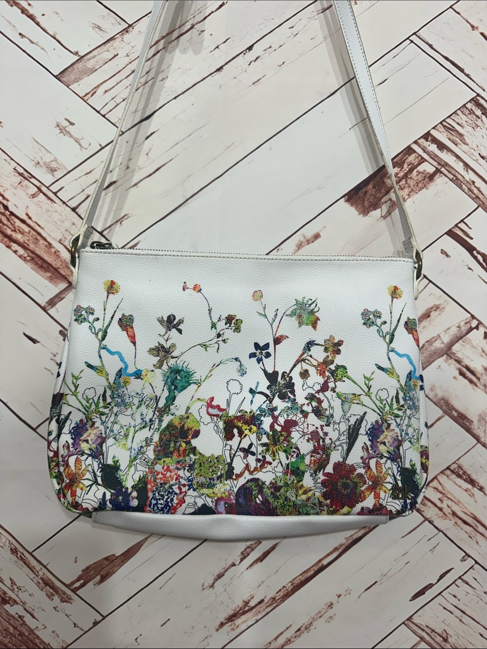 The Sak White Crossbody Bag with Multicolor Floral Print